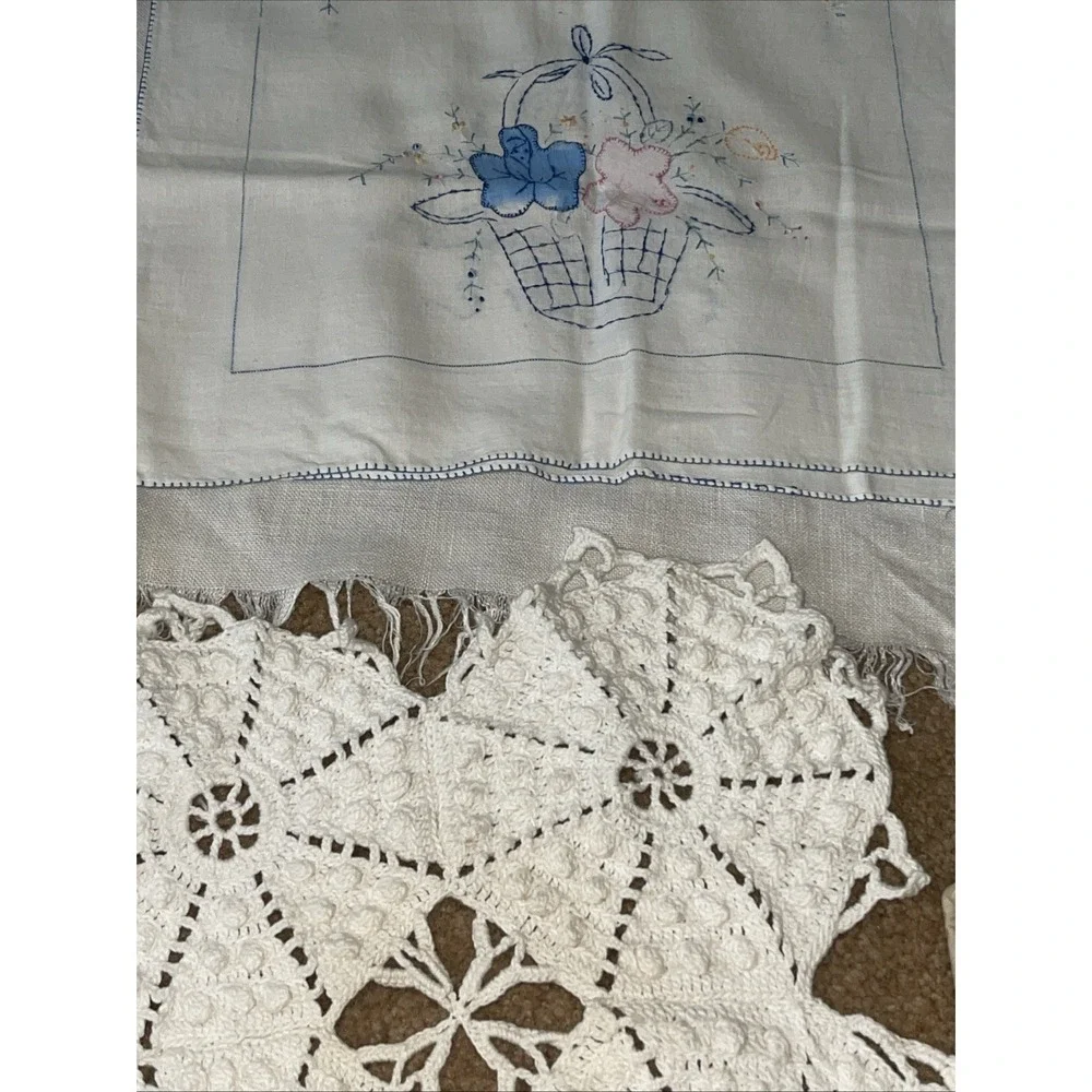 Lot of Assorted Vintage Linens Crochet Embroidered